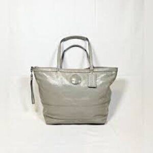 Coach Gray Patent Leather Shoulder Bag